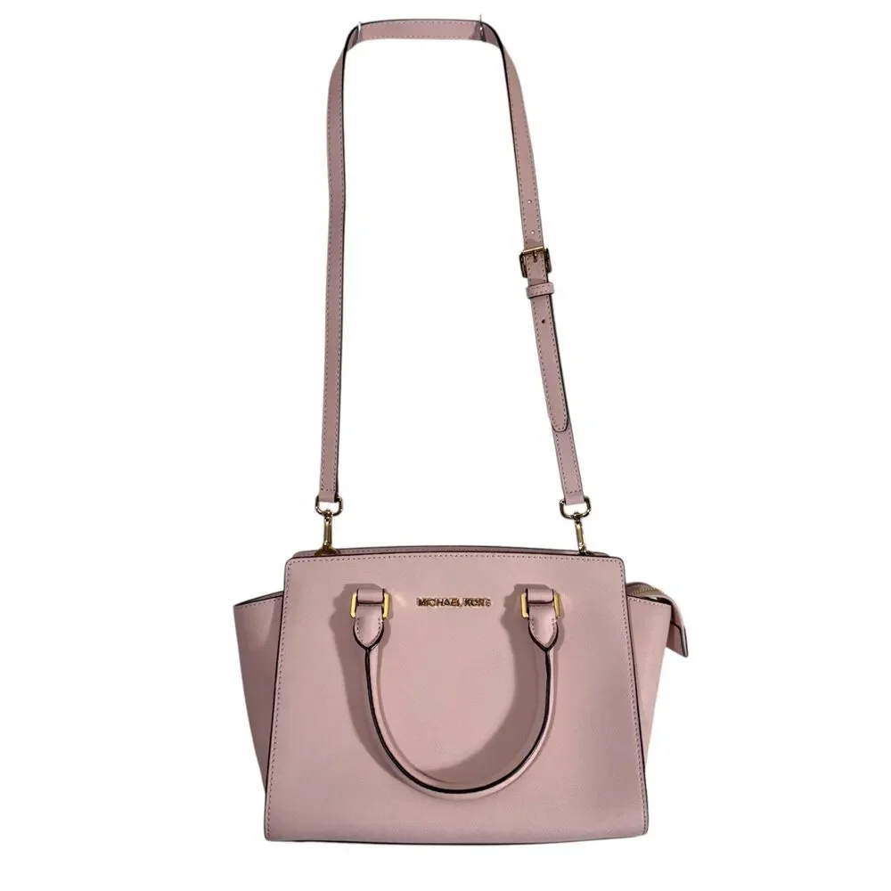 Michael Kors Selma Medium Satchel Blossom Pink Saffiano Crossbody - Picture 3 of 16